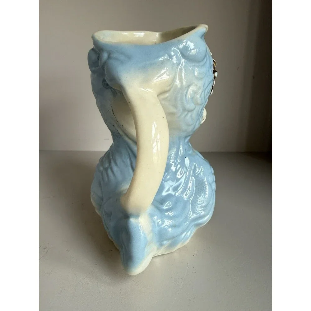 Vintage Shawnee Pottery Blue Bird Owl Water Pitcher Creamer Chickadee Planter